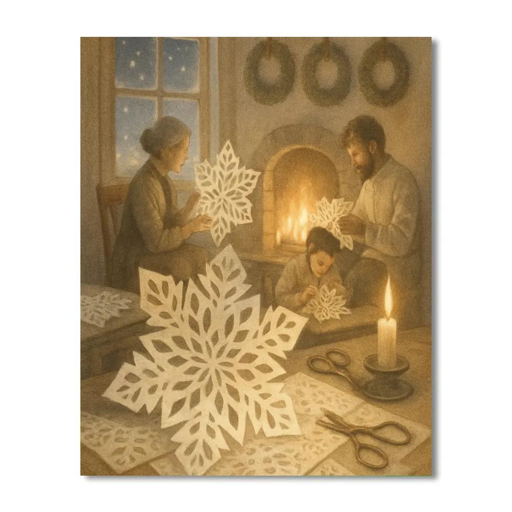 Fireside Snowflake Loom Number painting