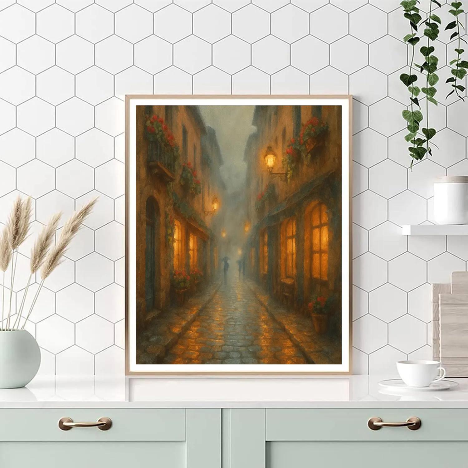 Lantern Alley After The Rain DIY paint by numbers