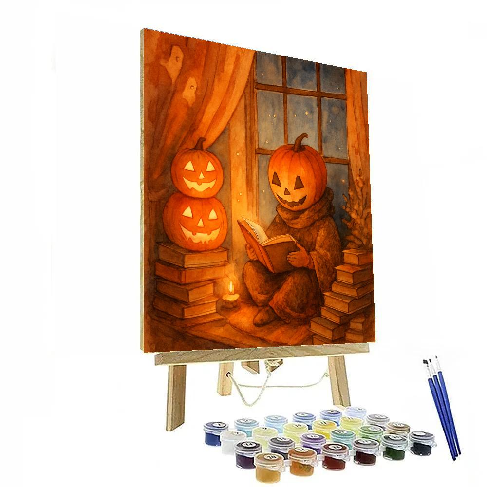 Pumpkin Lantern Reading Nook DIY paint by numbers