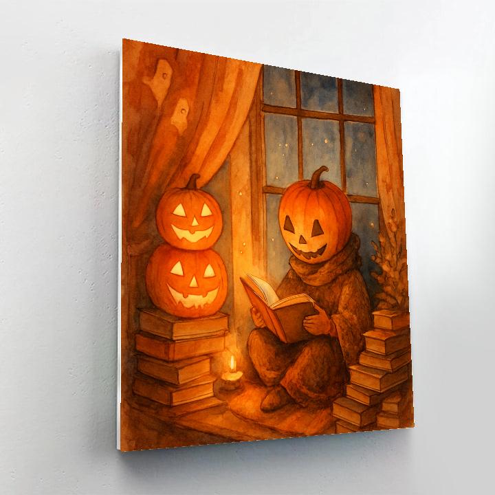 Pumpkin Lantern Reading Nook DIY paint by numbers