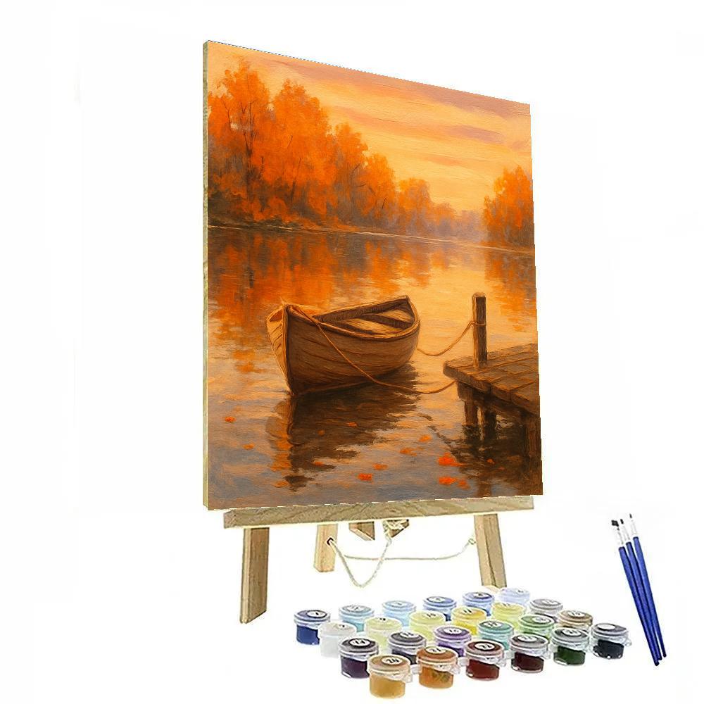Autumn Rowboat Haven At Sunrise Paint by numbers kits