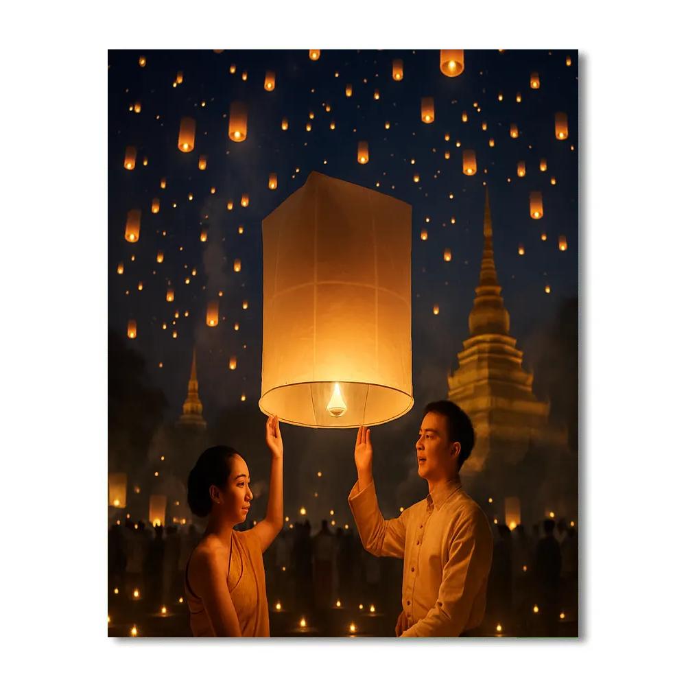 Lantern Release At Yi Peng Festival DIY paint by numbers