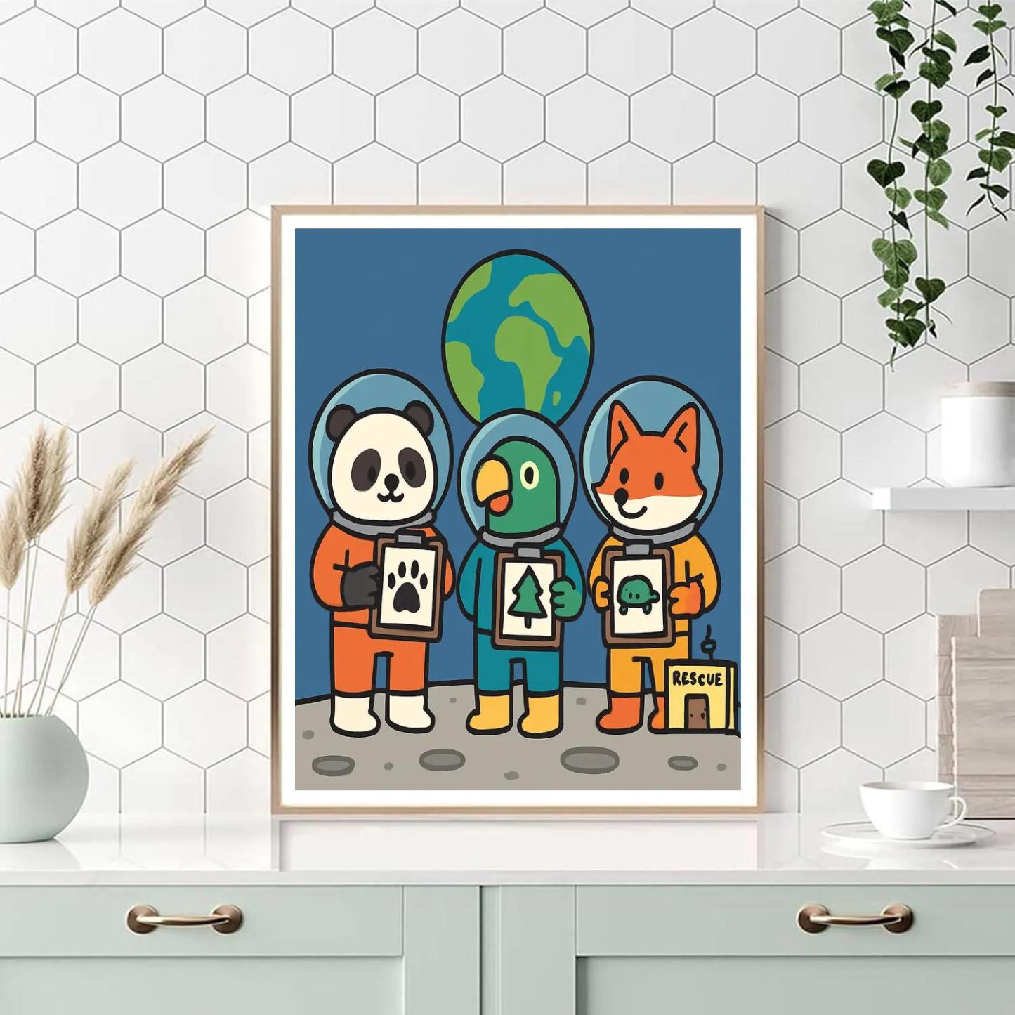 Moonbase Wildlife Rescue Squad paint by numbers