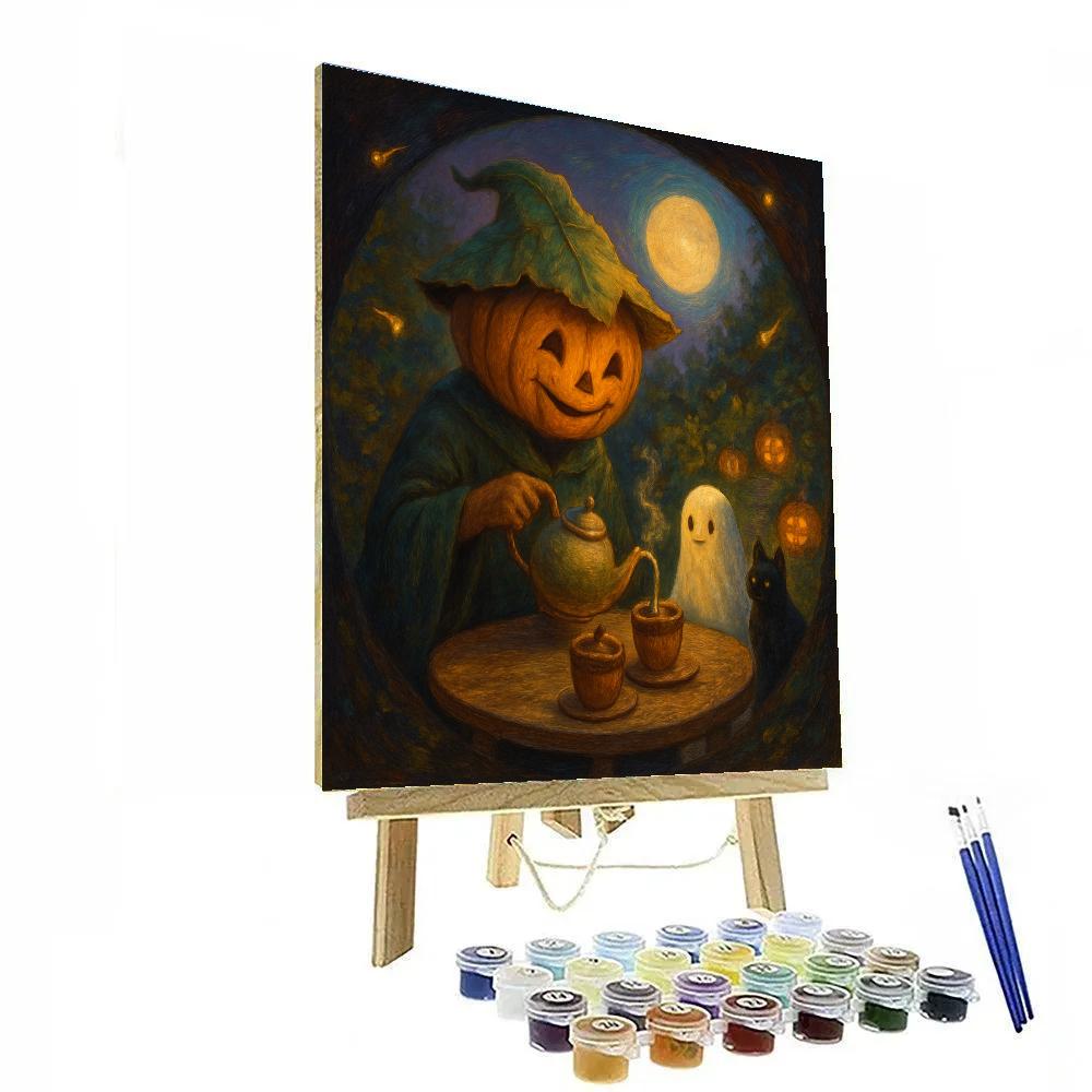 Midnight Tea With The Pumpkin Witch Painting by numbers kit