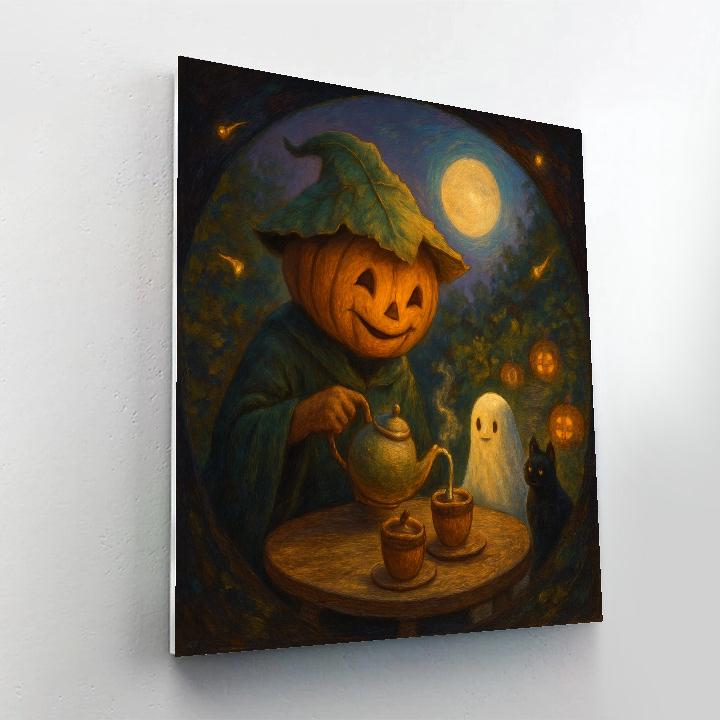 Midnight Tea With The Pumpkin Witch Painting by numbers kit