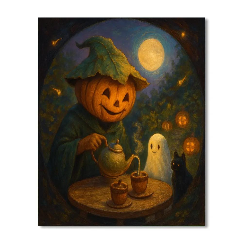 Midnight Tea With The Pumpkin Witch Painting by numbers kit