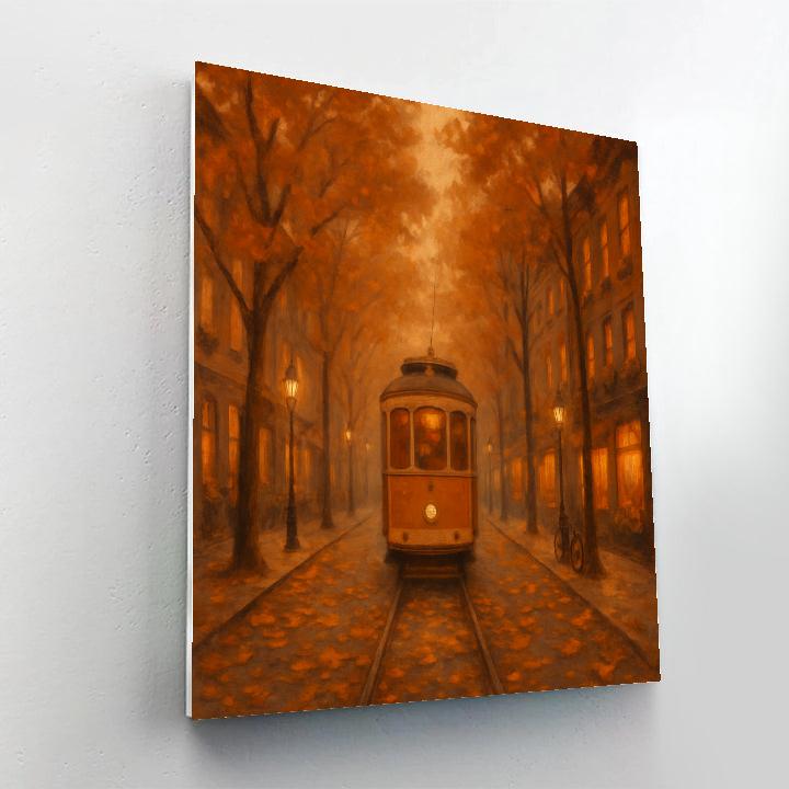 Golden Tram Through Autumn Avenue Paint by numbers kits