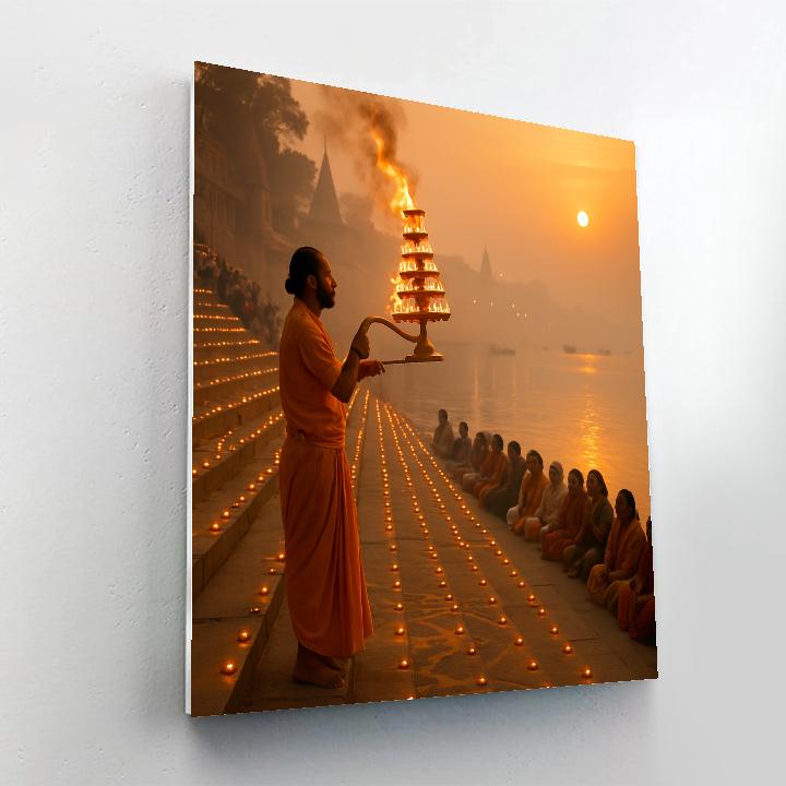 Morning Aarti On The Ganges At Dev Deepawali paint by numbers