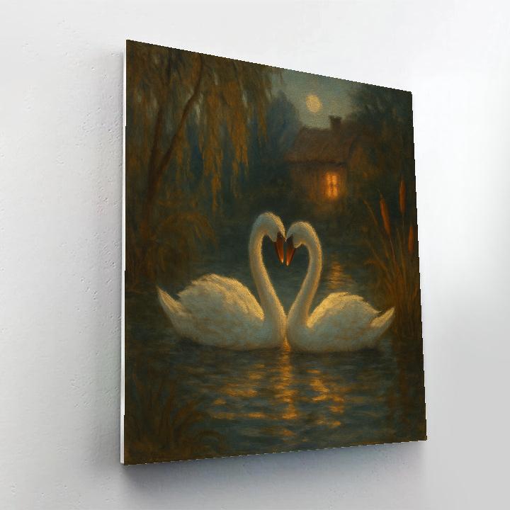Hushed Swans On The Hearthside Pond Painting by numbers kit