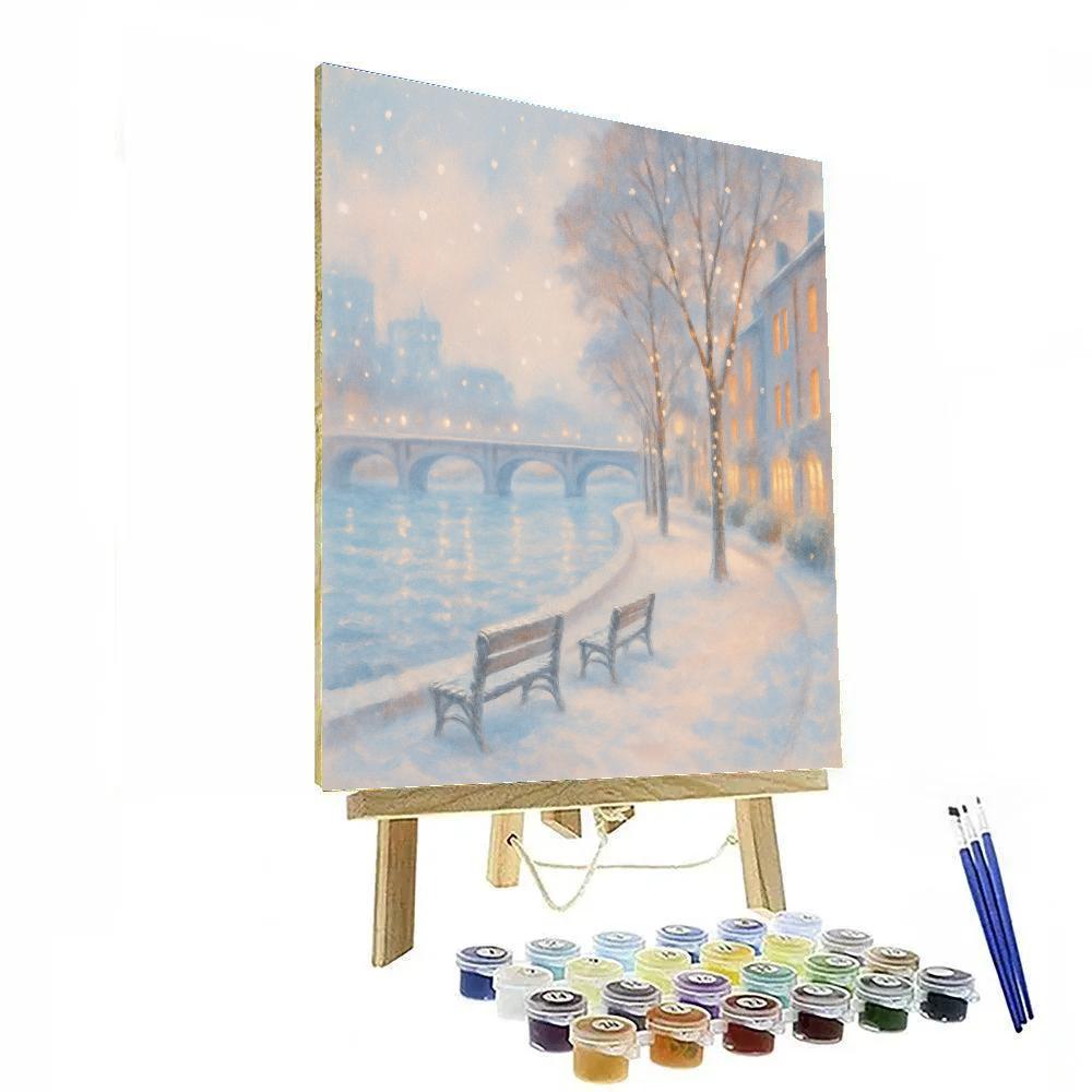 Snowfall On The Riverside Promenade Number painting