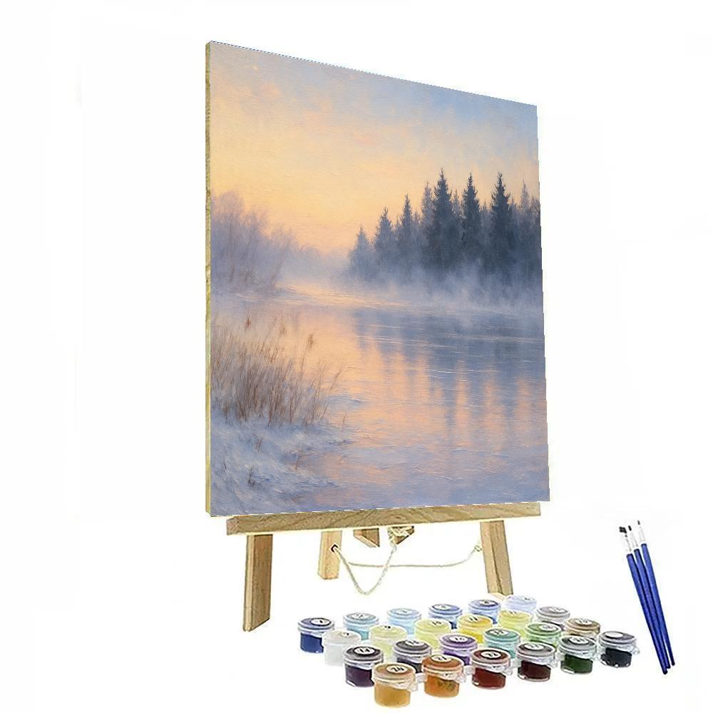 Dawn Mist On Winter Lake Paint by numbers art