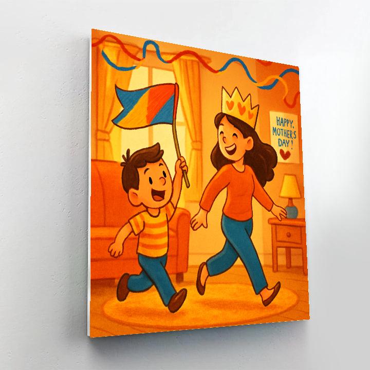 Mothers Day Paper Crown Parade paint by numbers