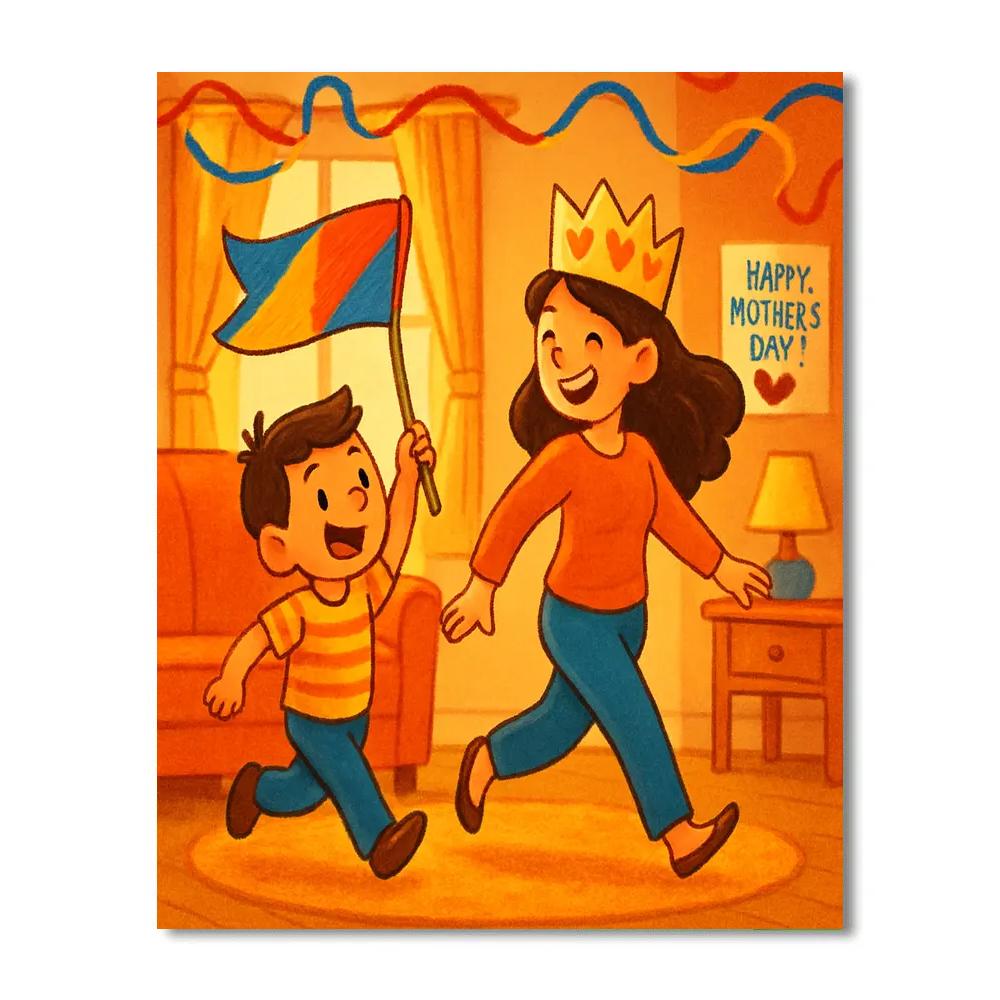 Mothers Day Paper Crown Parade paint by numbers