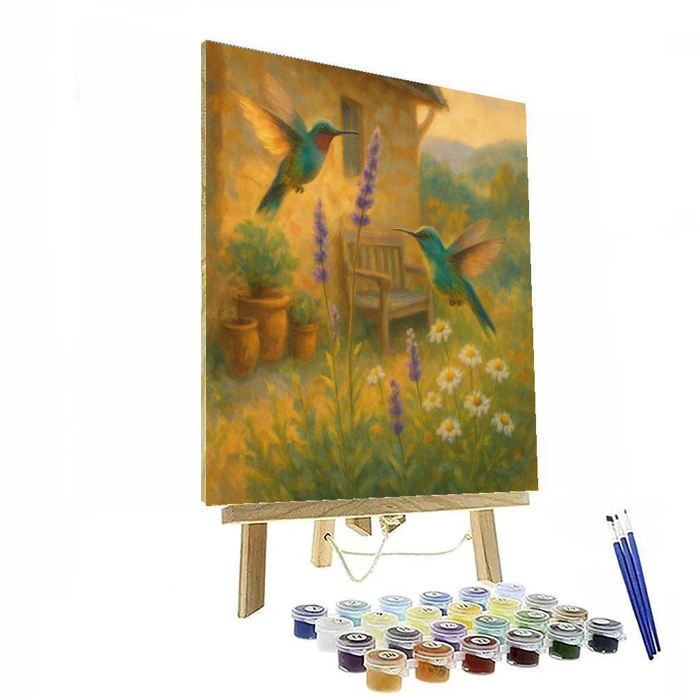 Hummingbirds Over The Sleepy Herb Garden Paint by numbers kits