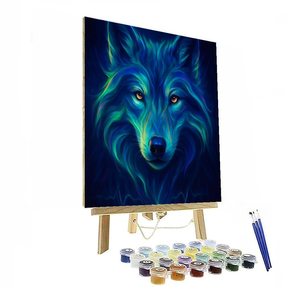 Aurora Wolf Heartline Number painting