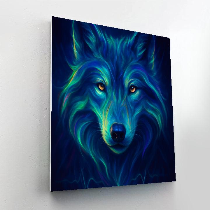 Aurora Wolf Heartline Number painting