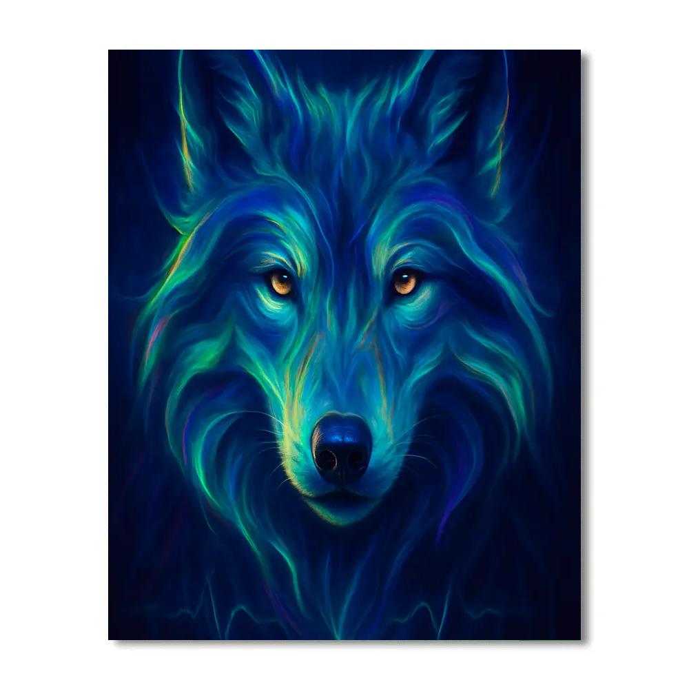 Aurora Wolf Heartline Number painting