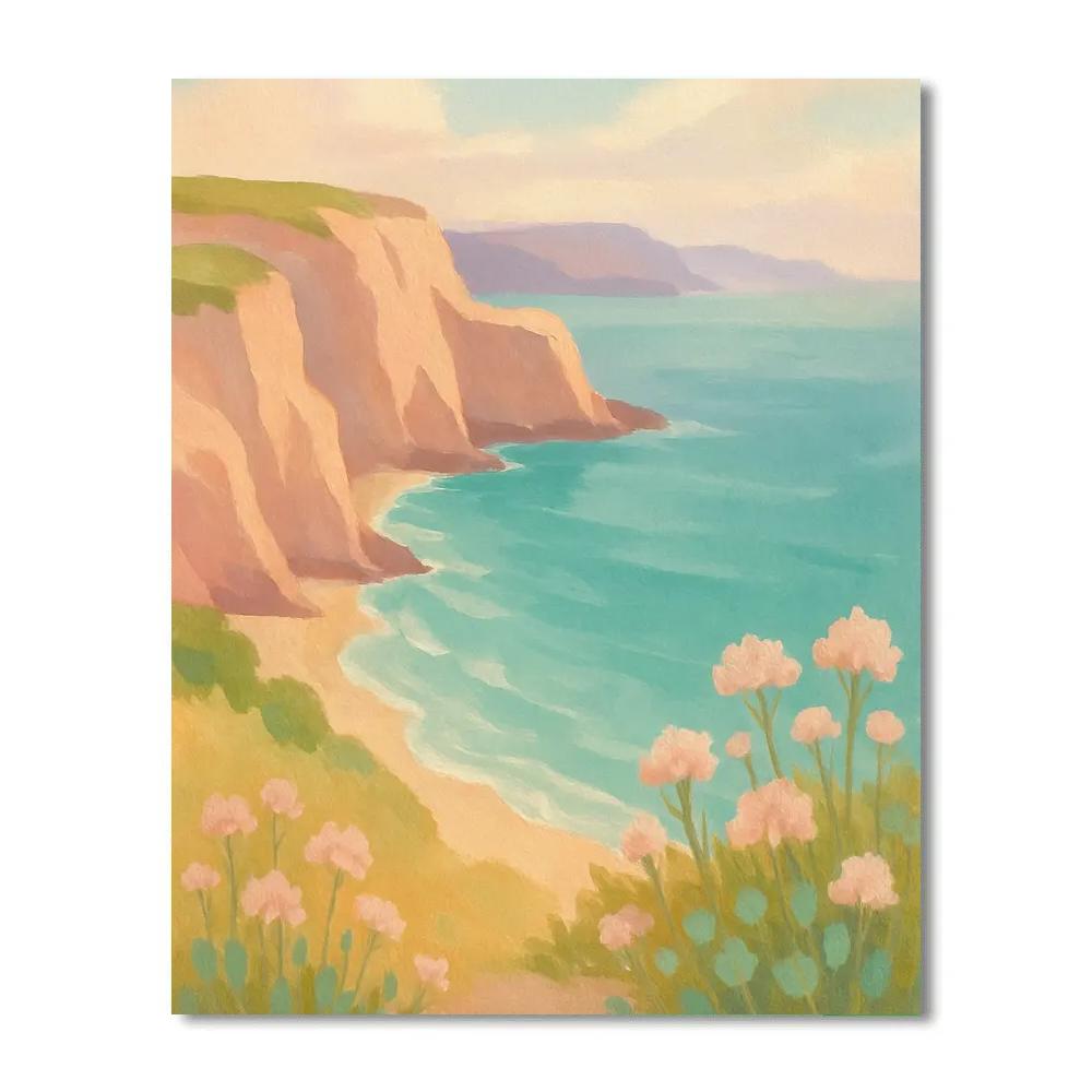 Pastel Cliffs By The Singing Sea Paint by numbers art