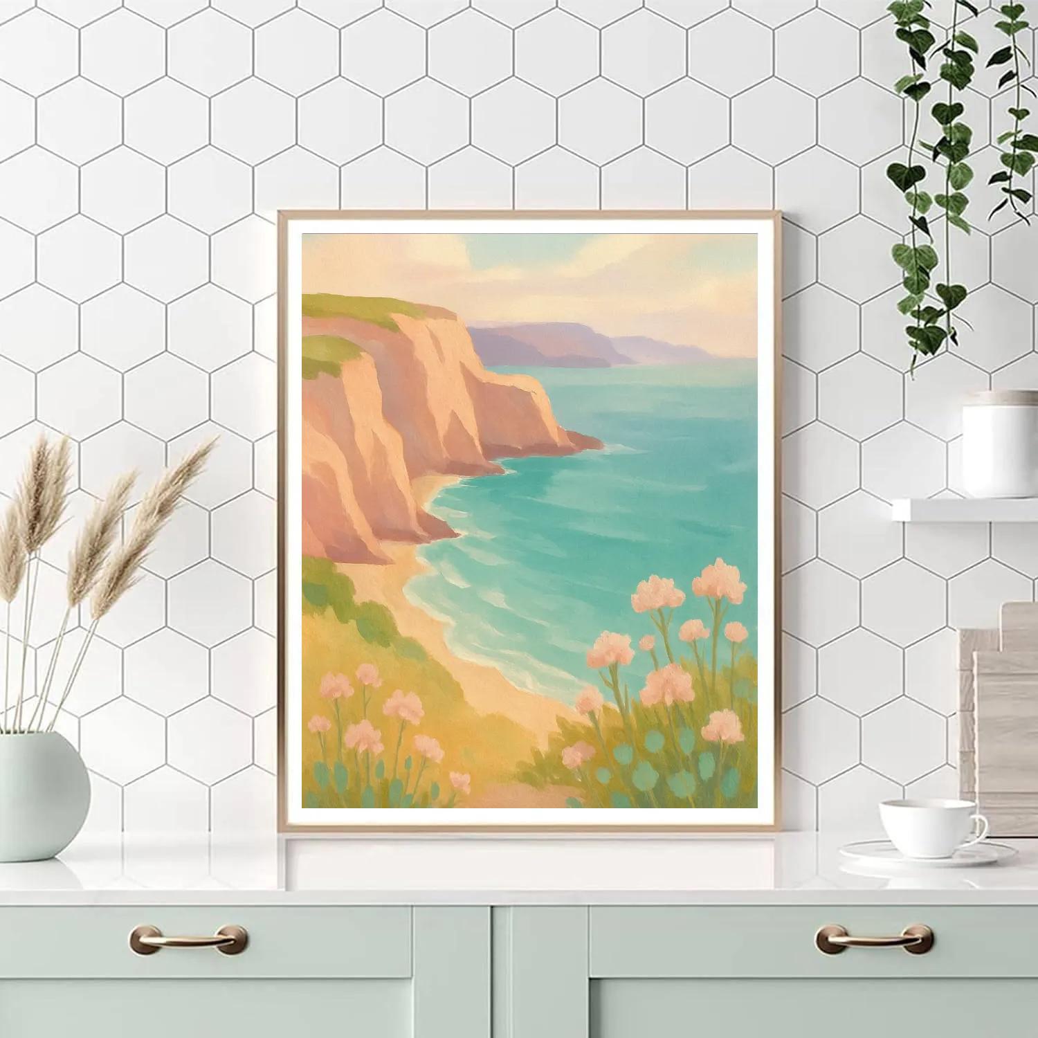 Pastel Cliffs By The Singing Sea Paint by numbers art