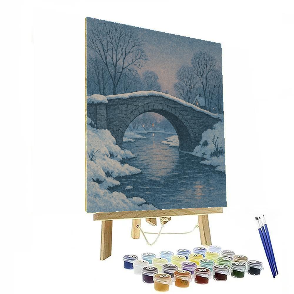 Snowbound Bridge At Twilight Paint by numbers kits