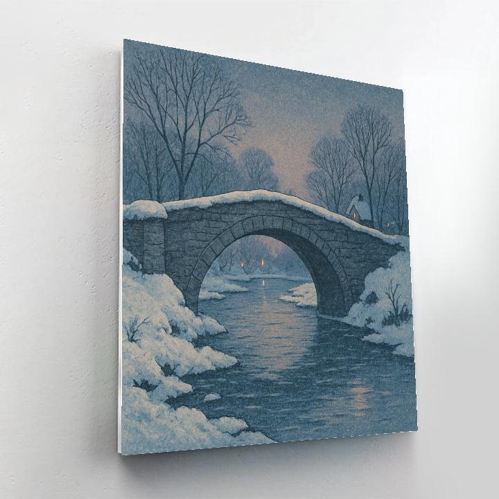 Snowbound Bridge At Twilight Paint by numbers kits