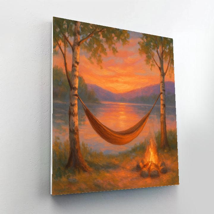 Sunset Hammock By Lakeside Fire Painting by numbers kit