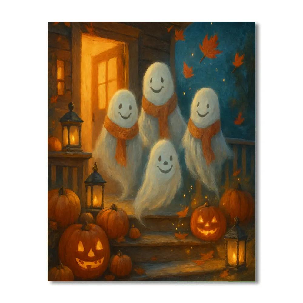 Enchanted Autumn Porch Spirits painting number kit