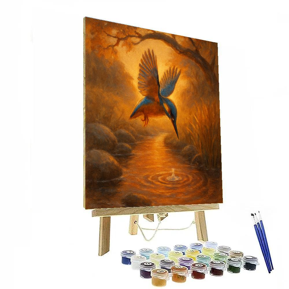 Kingfisher At The Ember Creek Painting by numbers kit