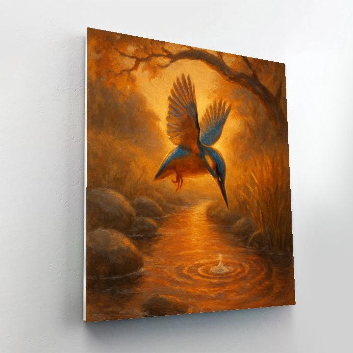 Kingfisher At The Ember Creek Painting by numbers kit