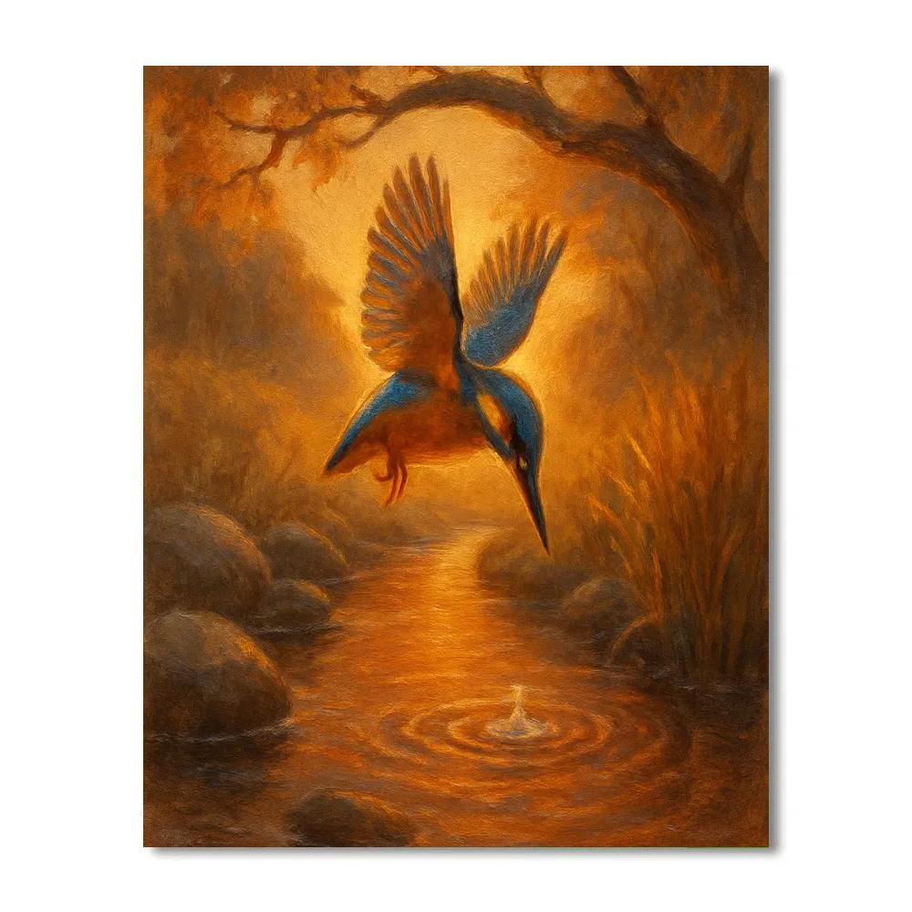 Kingfisher At The Ember Creek Painting by numbers kit