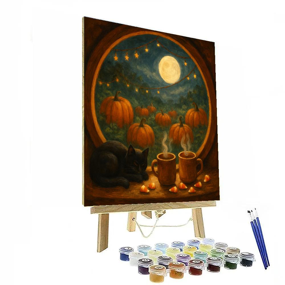 Witch Cottage Pumpkin Patch Window Numbered painting kits