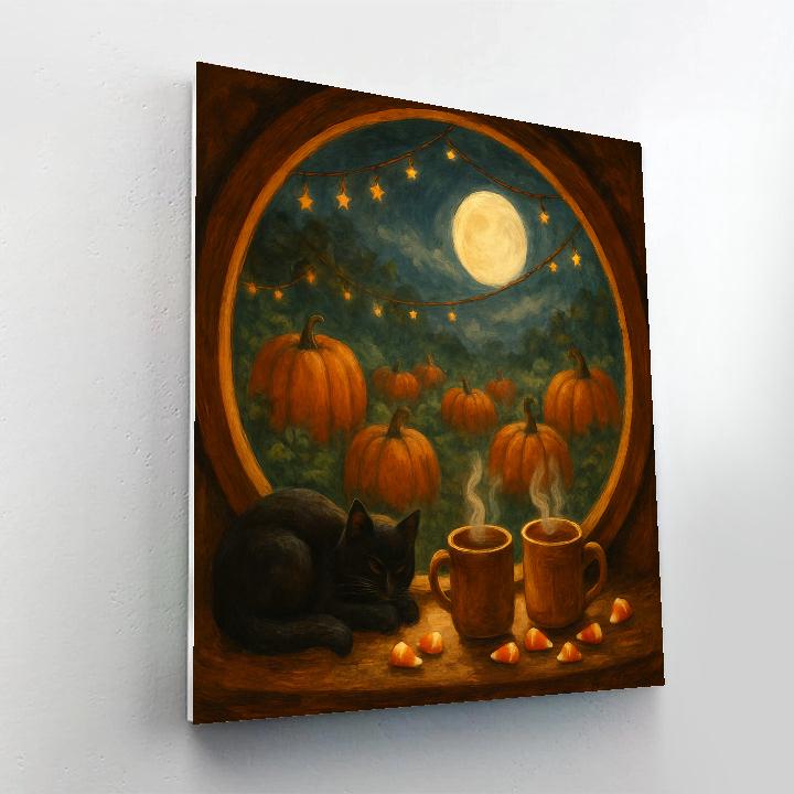 Witch Cottage Pumpkin Patch Window Numbered painting kits