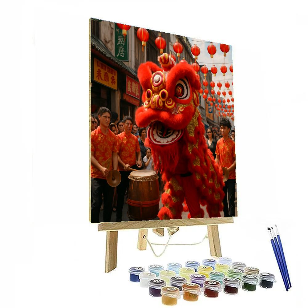 Lunar New Year Lion Dance In Kuala Lumpur paint by number
