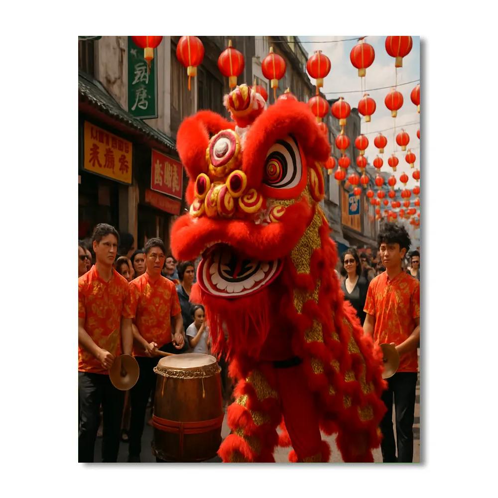Lunar New Year Lion Dance In Kuala Lumpur paint by number