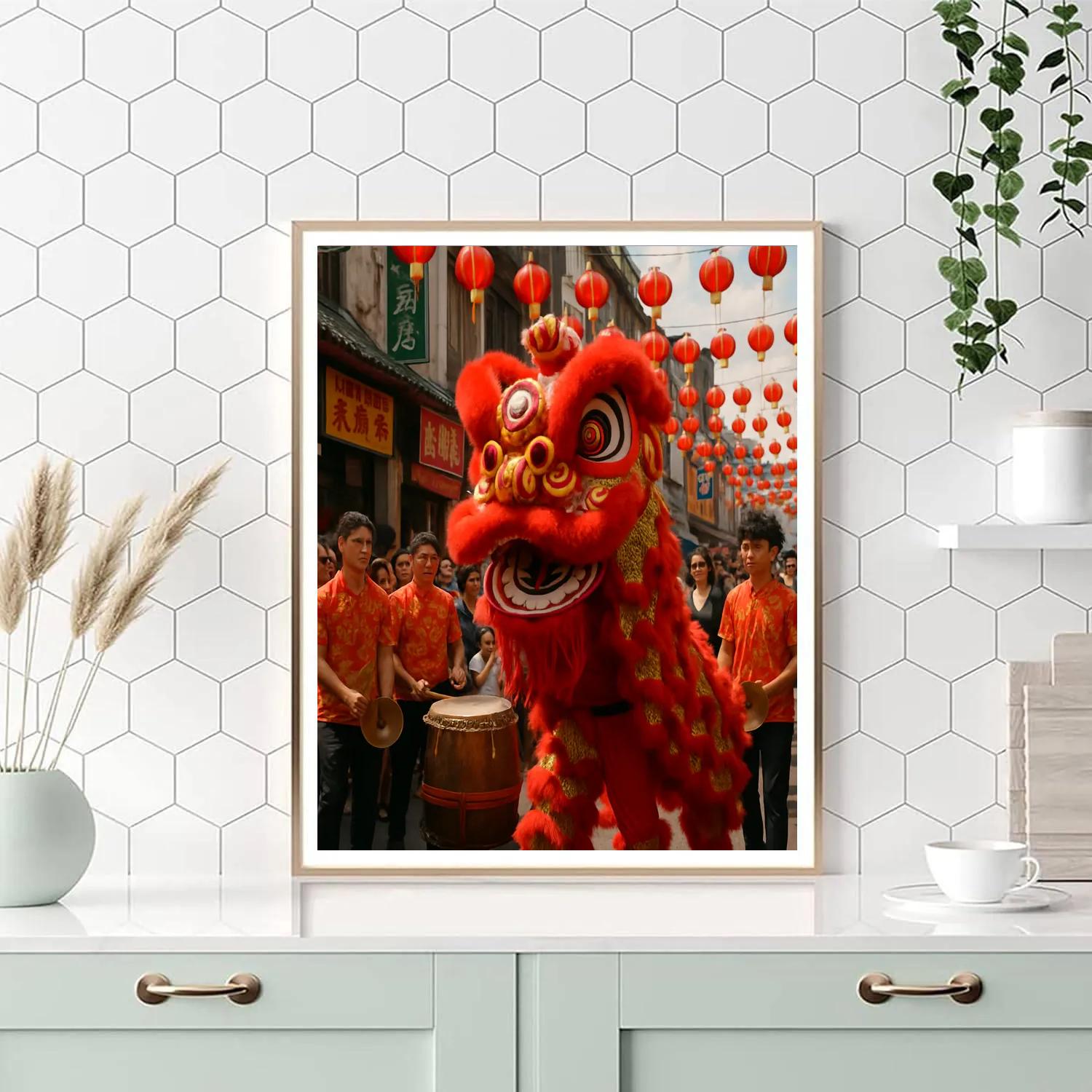 Lunar New Year Lion Dance In Kuala Lumpur paint by number