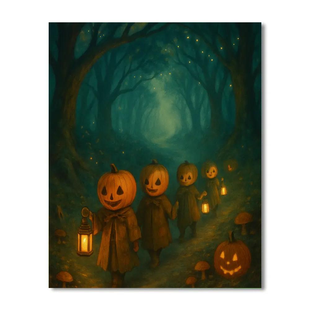 Lantern Parade Through The Enchanted Hollow Paint by numbers kits
