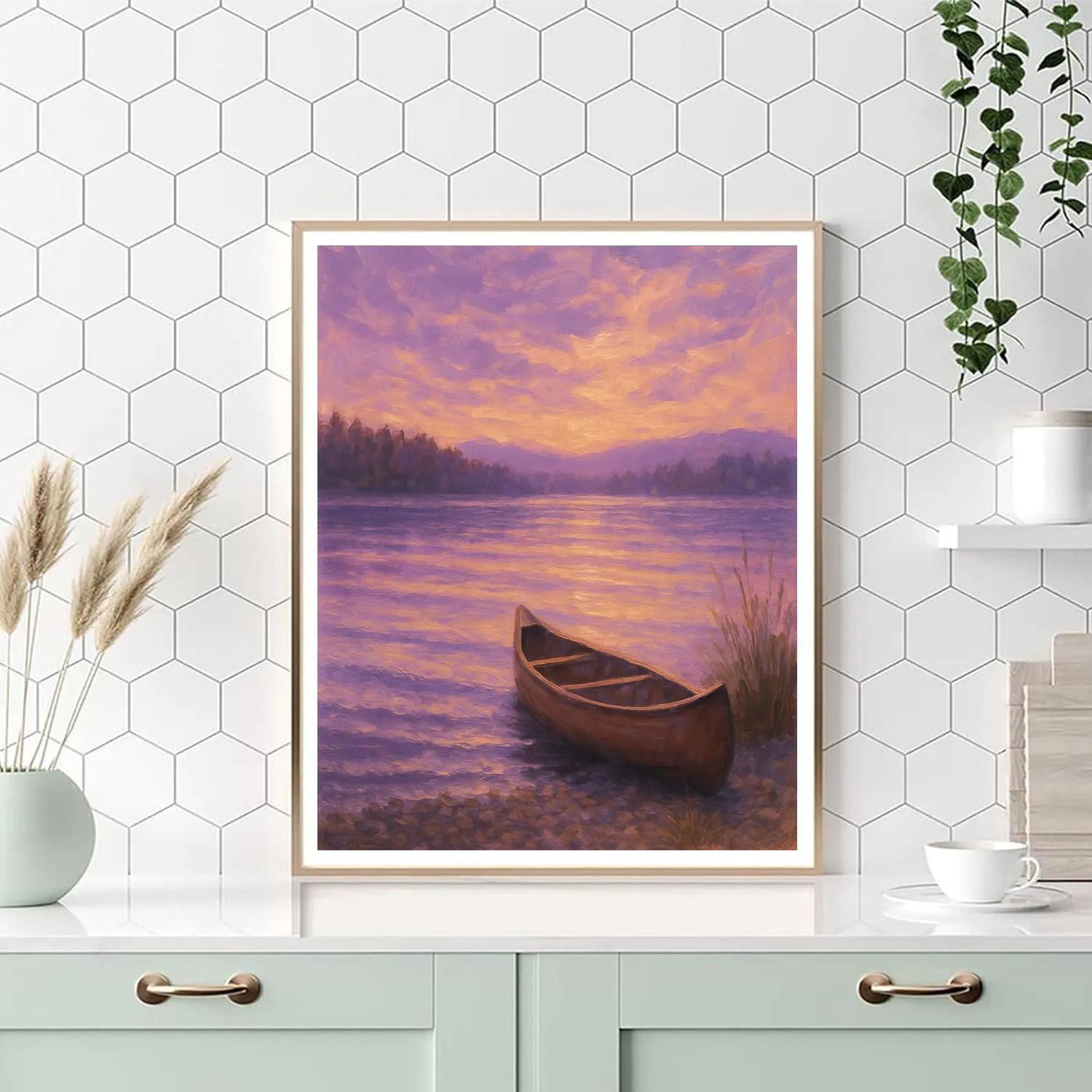 Lavender Evening Canoe Retreat DIY paint by numbers
