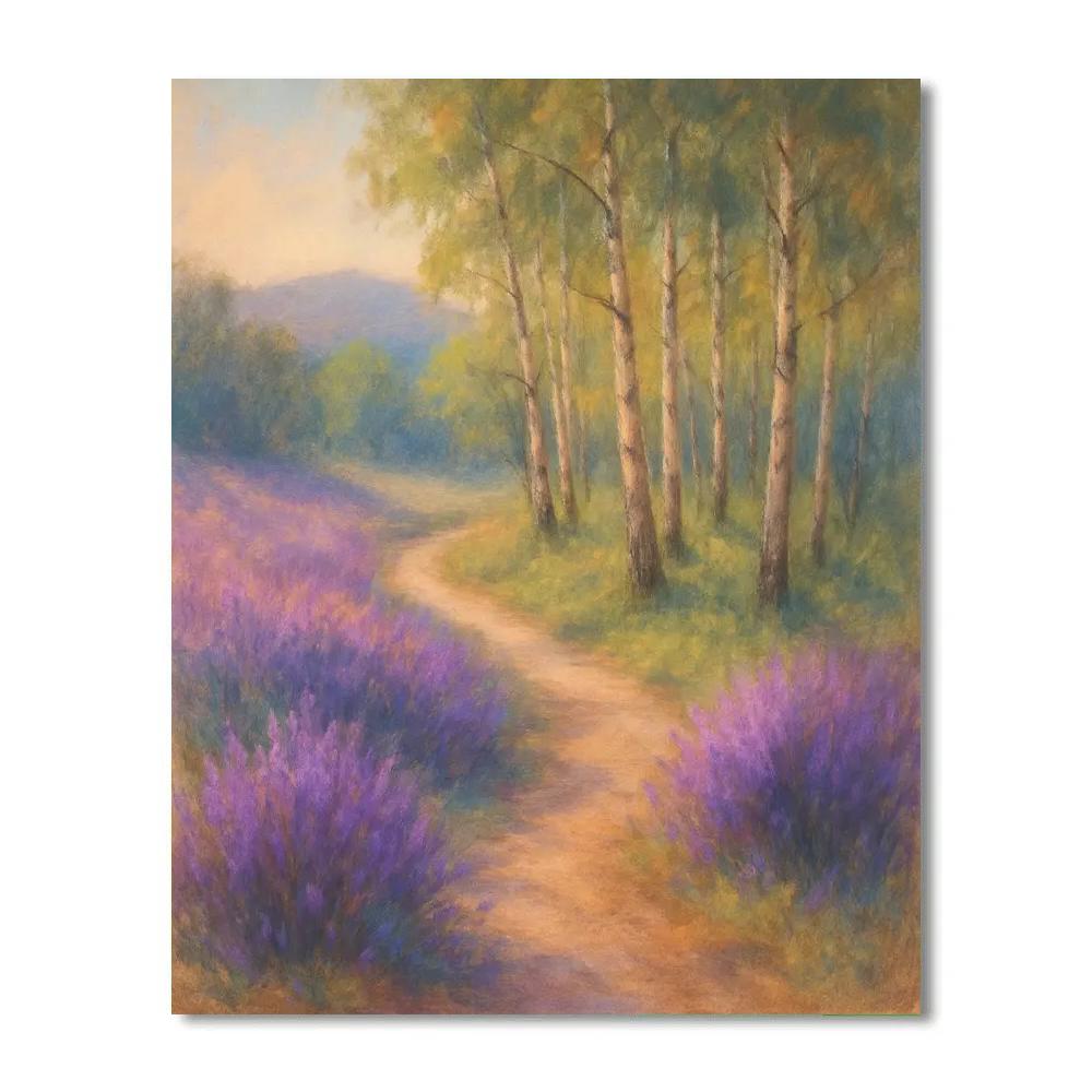Lavender Path Through Silver Birches Paint by numbers kits