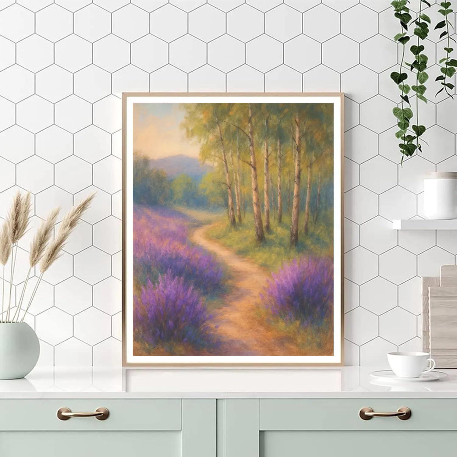 Lavender Path Through Silver Birches Paint by numbers kits