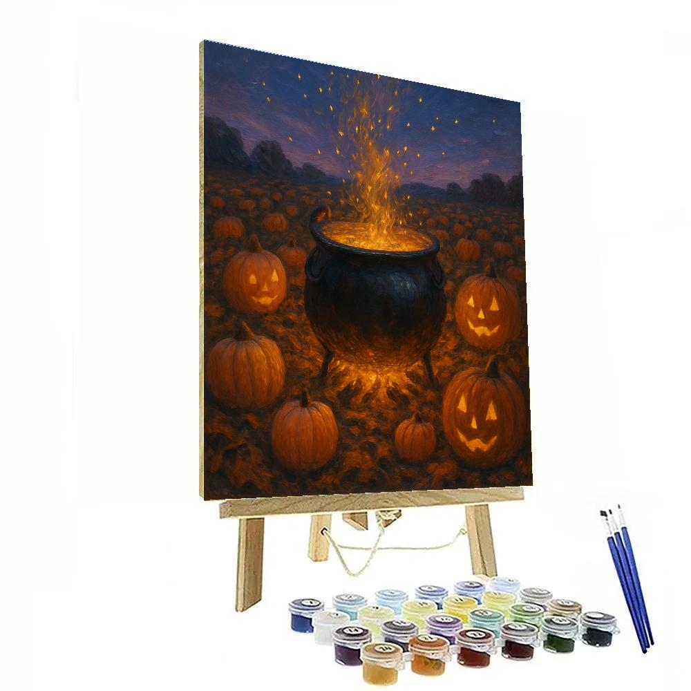 Harvest Cauldron In The Pumpkin Orchard Paint by numbers kits