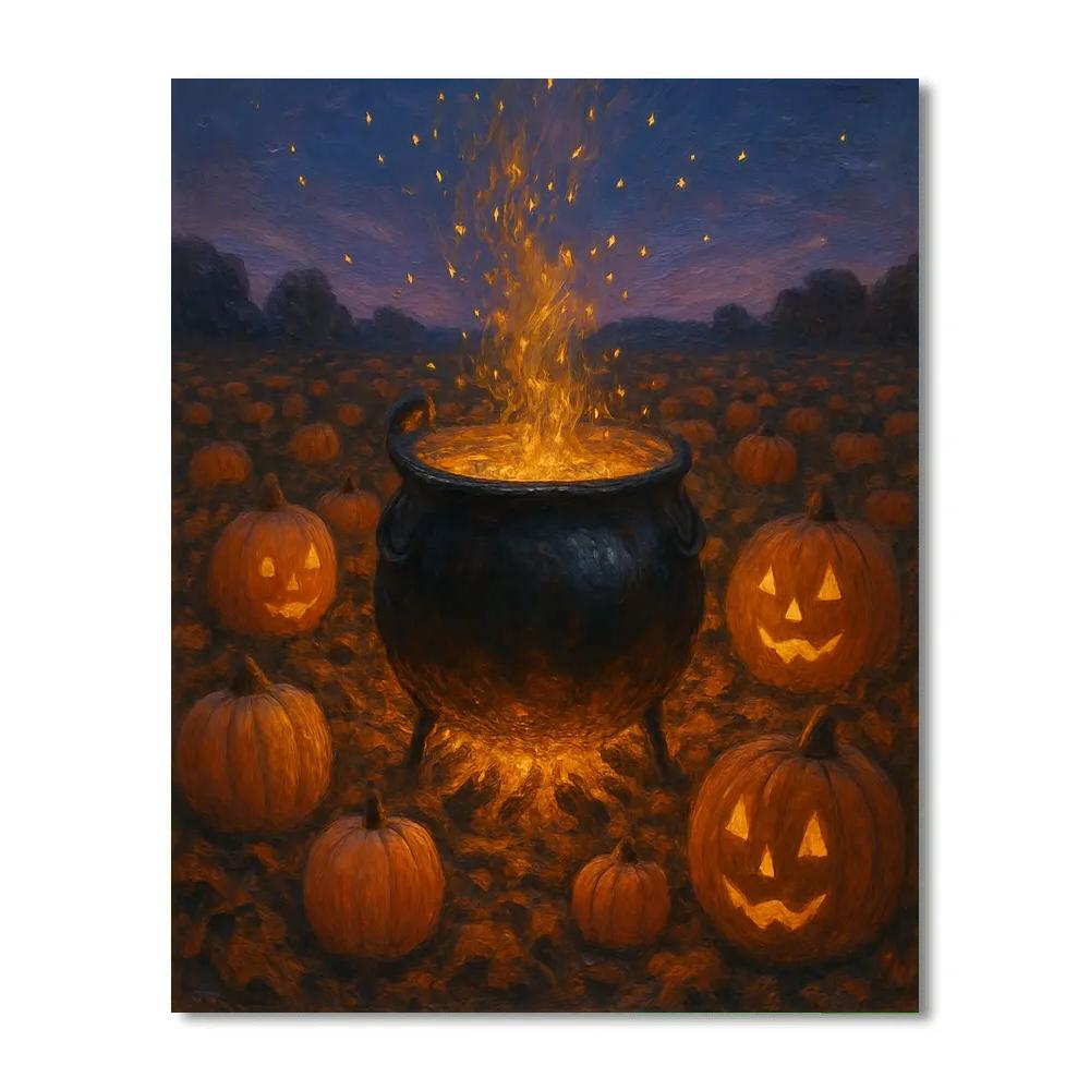 Harvest Cauldron In The Pumpkin Orchard Paint by numbers kits