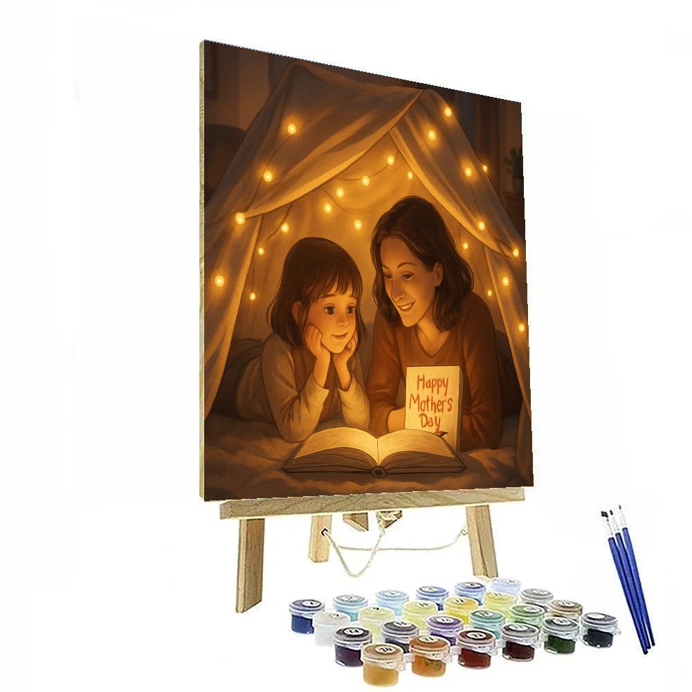 Fairy Light Reading Fort With Mom Paint by numbers art