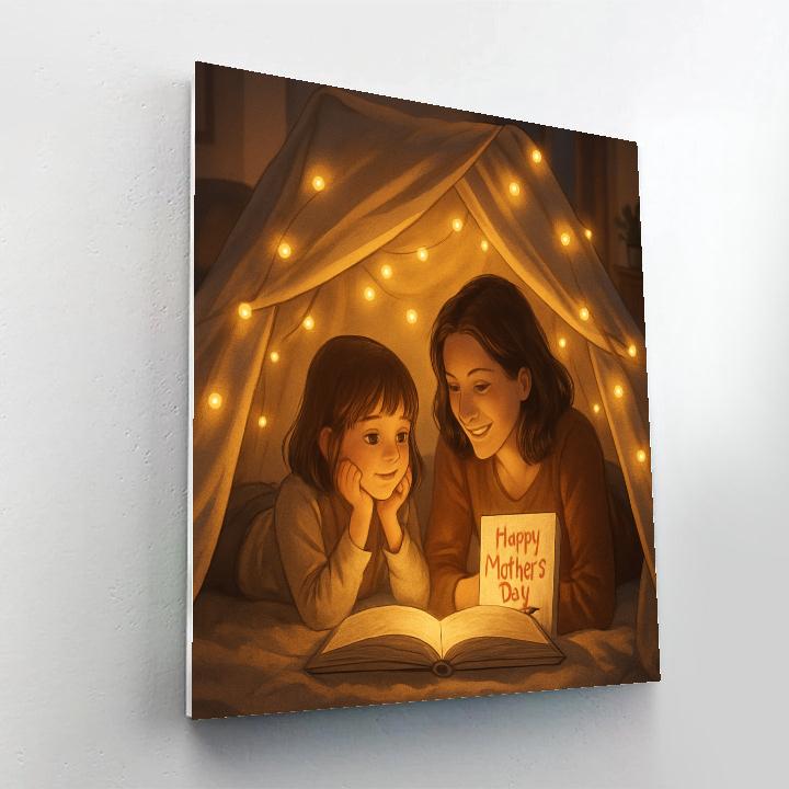 Fairy Light Reading Fort With Mom Paint by numbers art