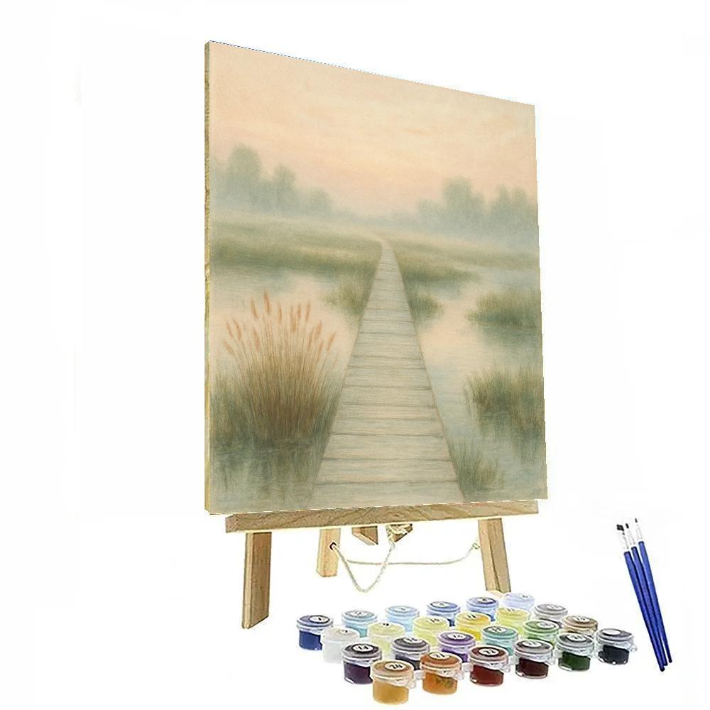 Misty Boardwalk In The Marshlands Painting by numbers kit