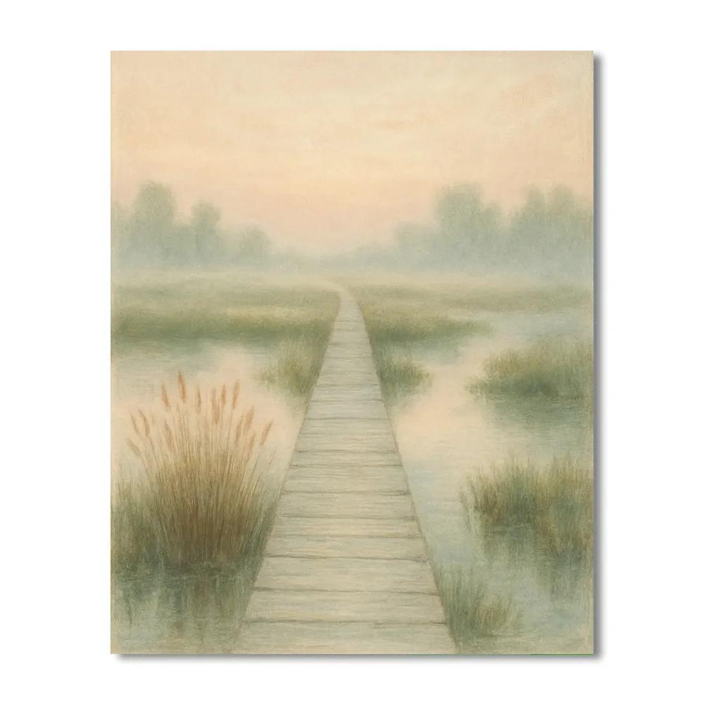Misty Boardwalk In The Marshlands Painting by numbers kit