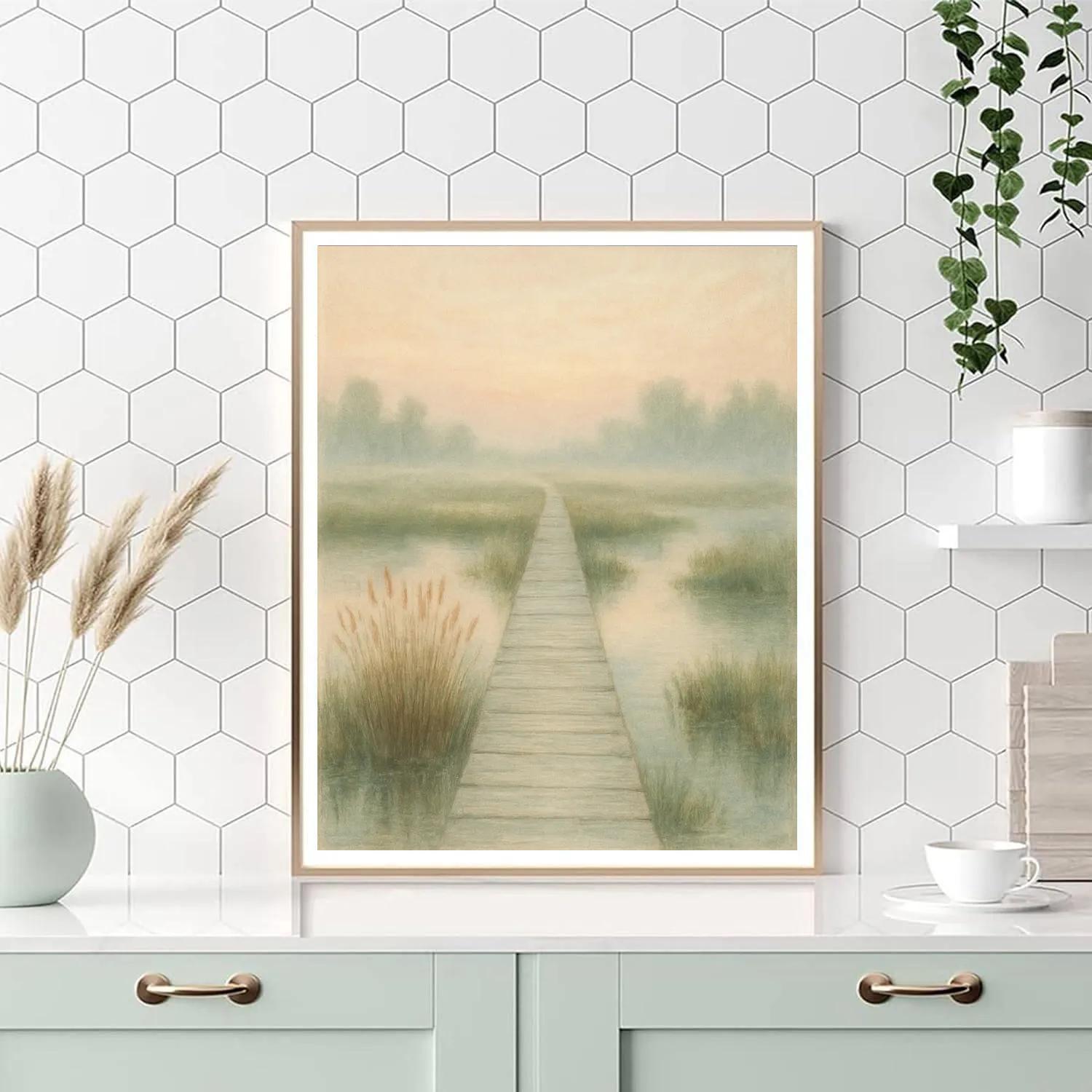 Misty Boardwalk In The Marshlands Painting by numbers kit