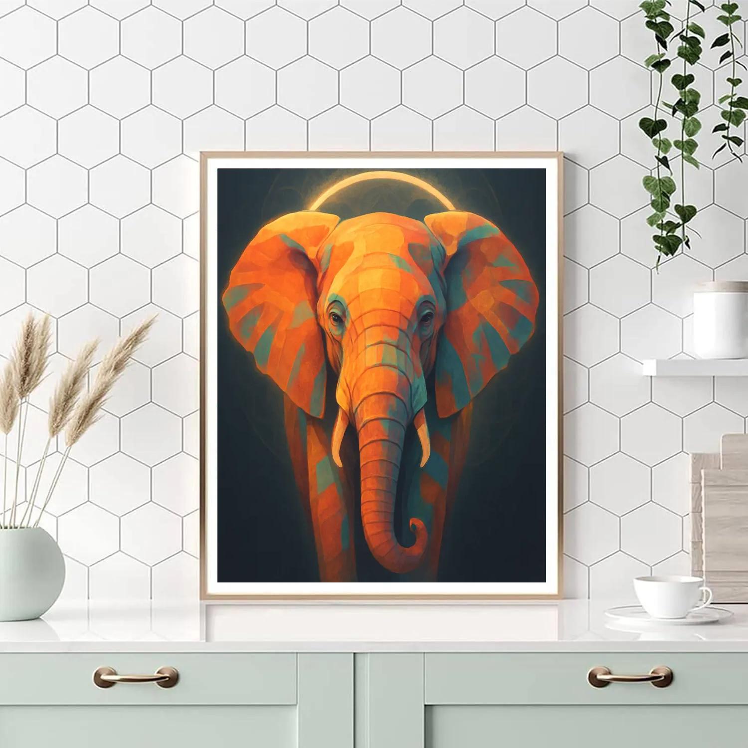 Sunburst Elephant Serenity Paint by numbers art