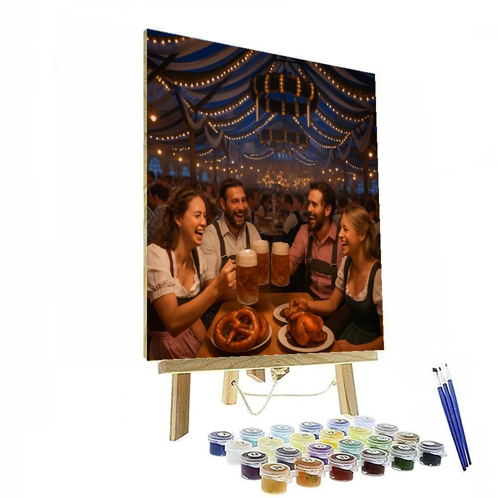 Oktoberfest Beer Tent At Dusk paint by color