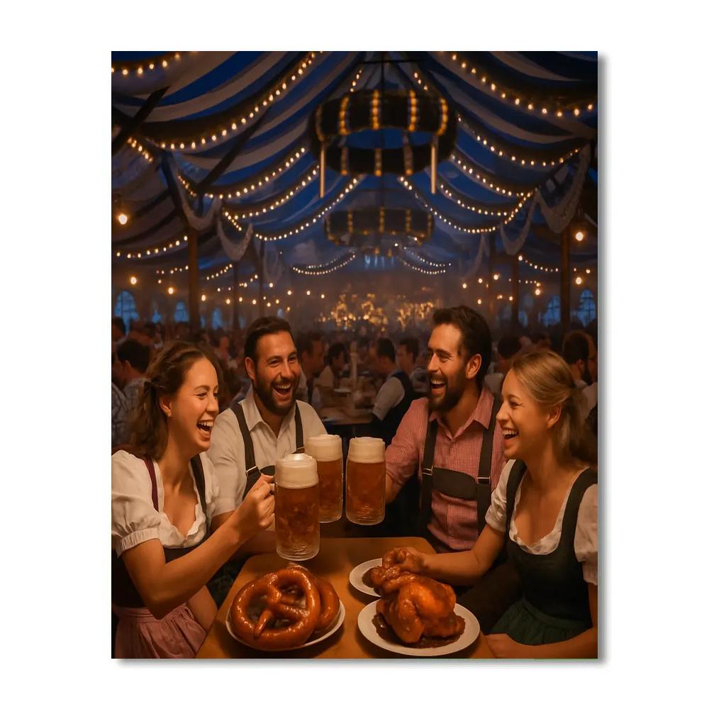 Oktoberfest Beer Tent At Dusk paint by color