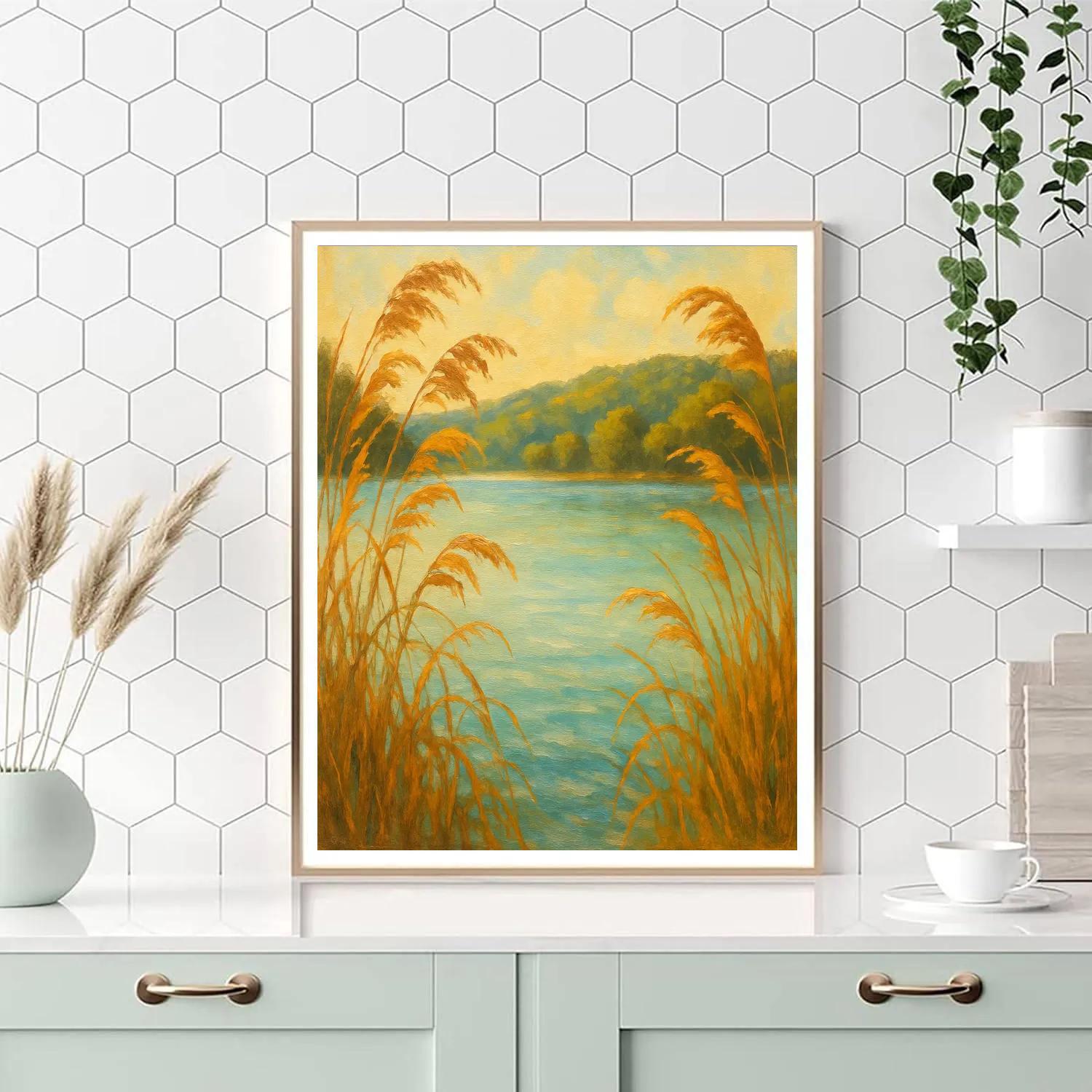 Golden Reeds On Late Summer Shore paint by numbers